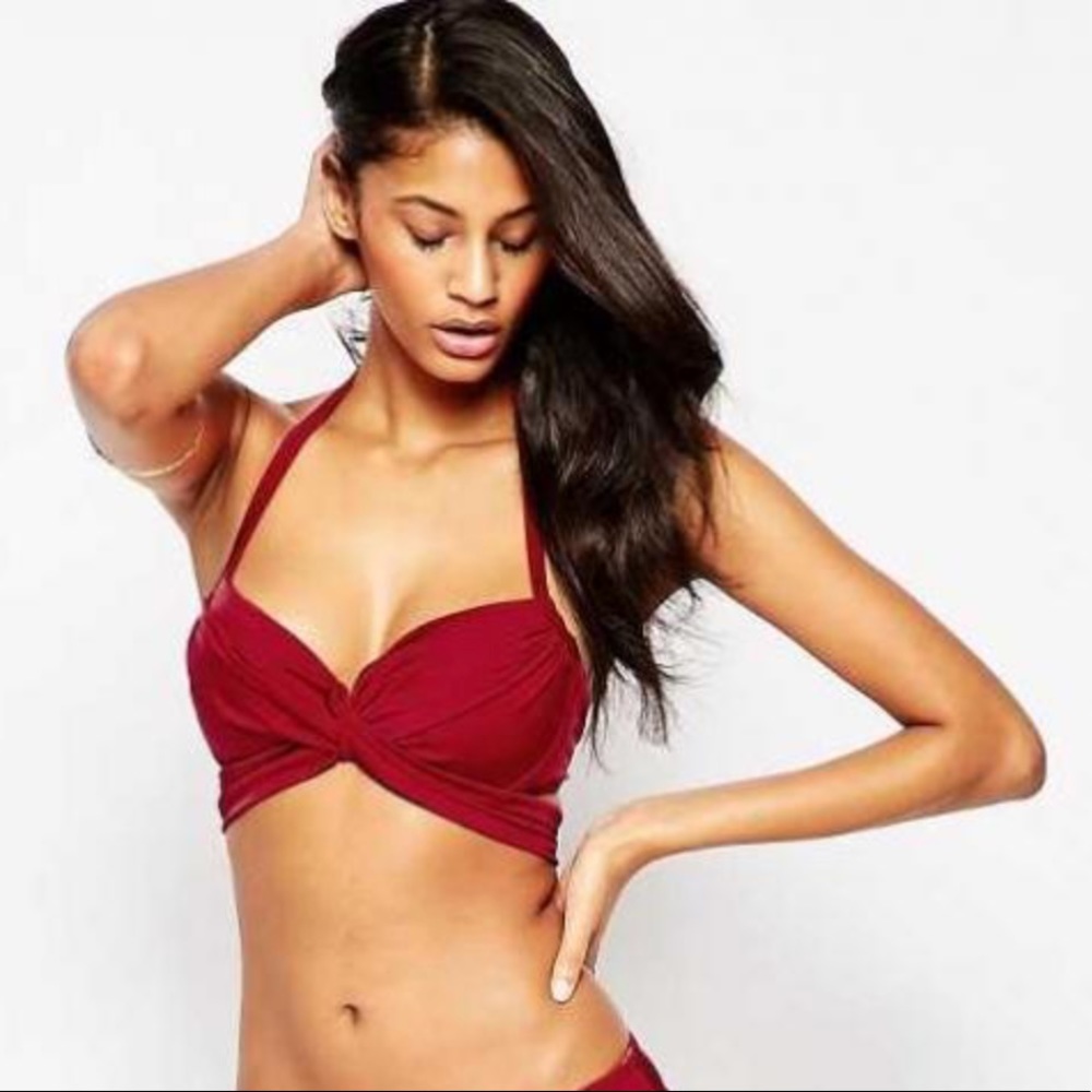 ASOS Cross Wrap Halter Bikini Top w/ Underwire 32G